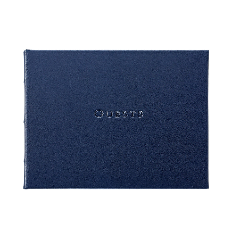 Graphic Image Guest Book Blue Traditional Leather