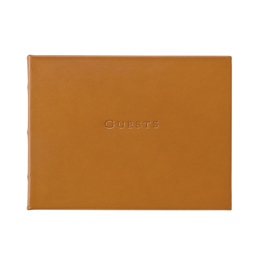 Graphic Image Guest Book British Tan Traditional Leather