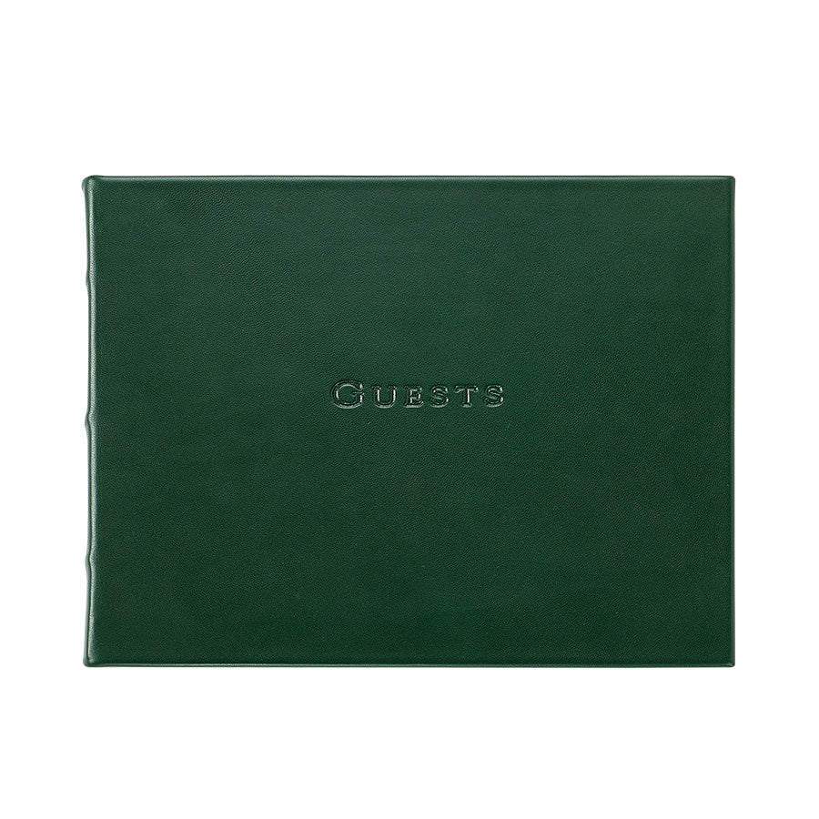 Graphic Image Guest Book Green Traditional Leather
