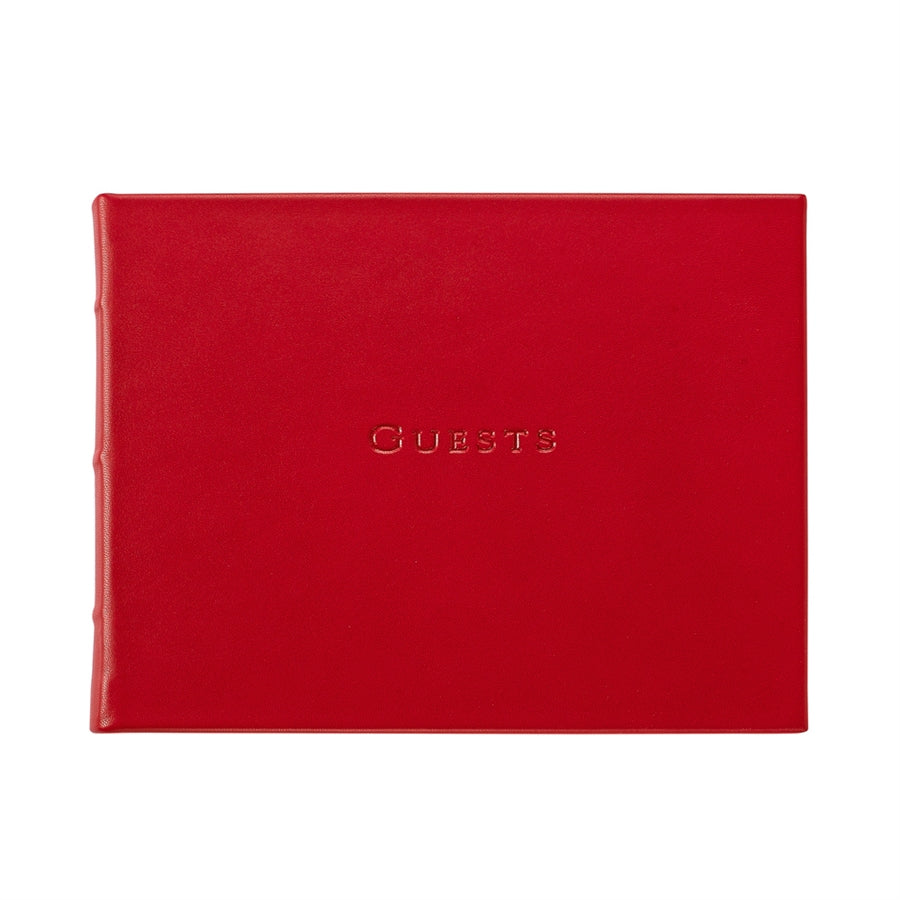 Graphic Image Guest Book Red Traditional Leather