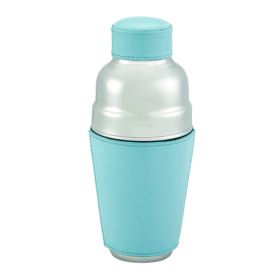 Graphic Image Cocktail Shaker Robin's Egg Blue Embossed Leather