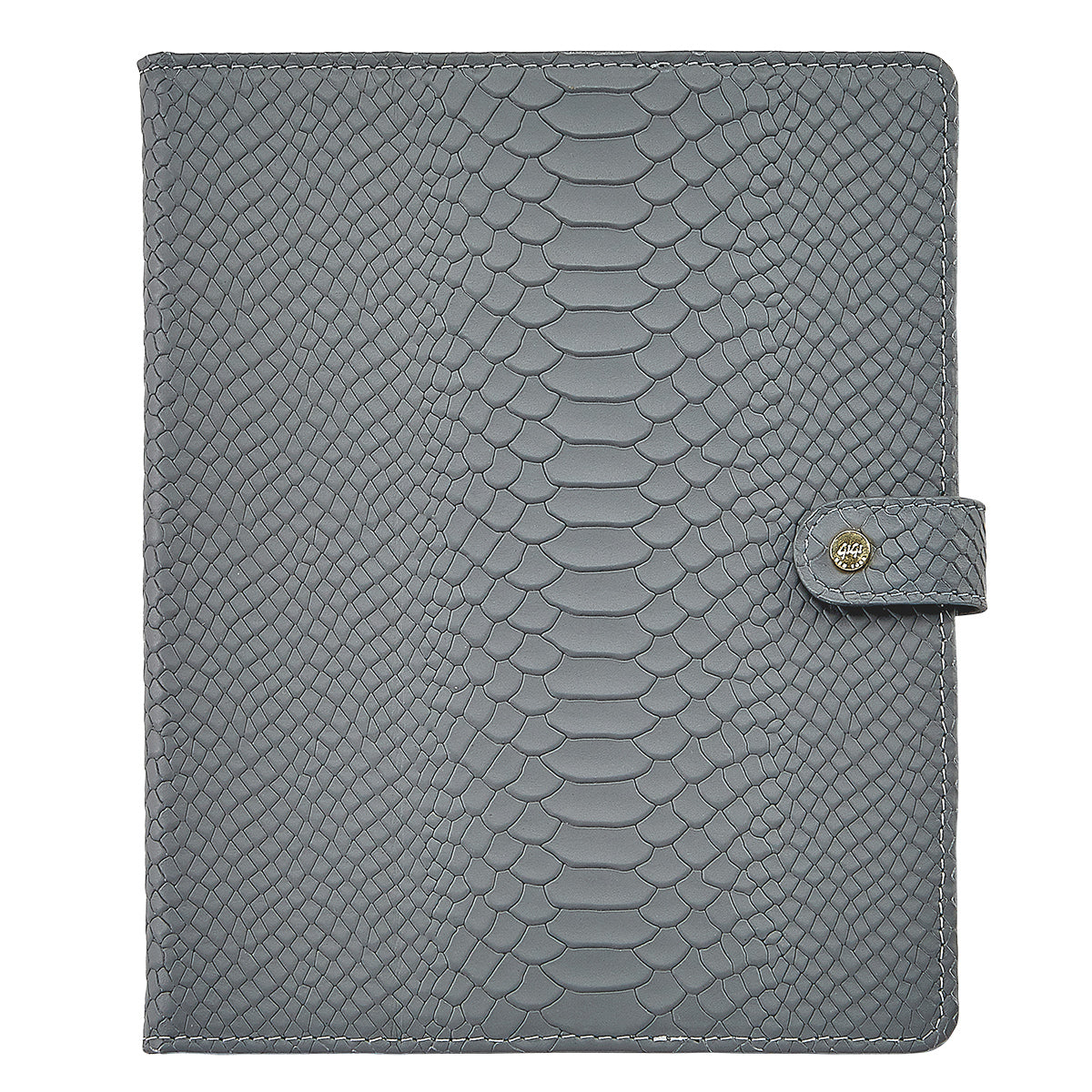 Graphic Image IPad Case Gray Embossed Python Leather