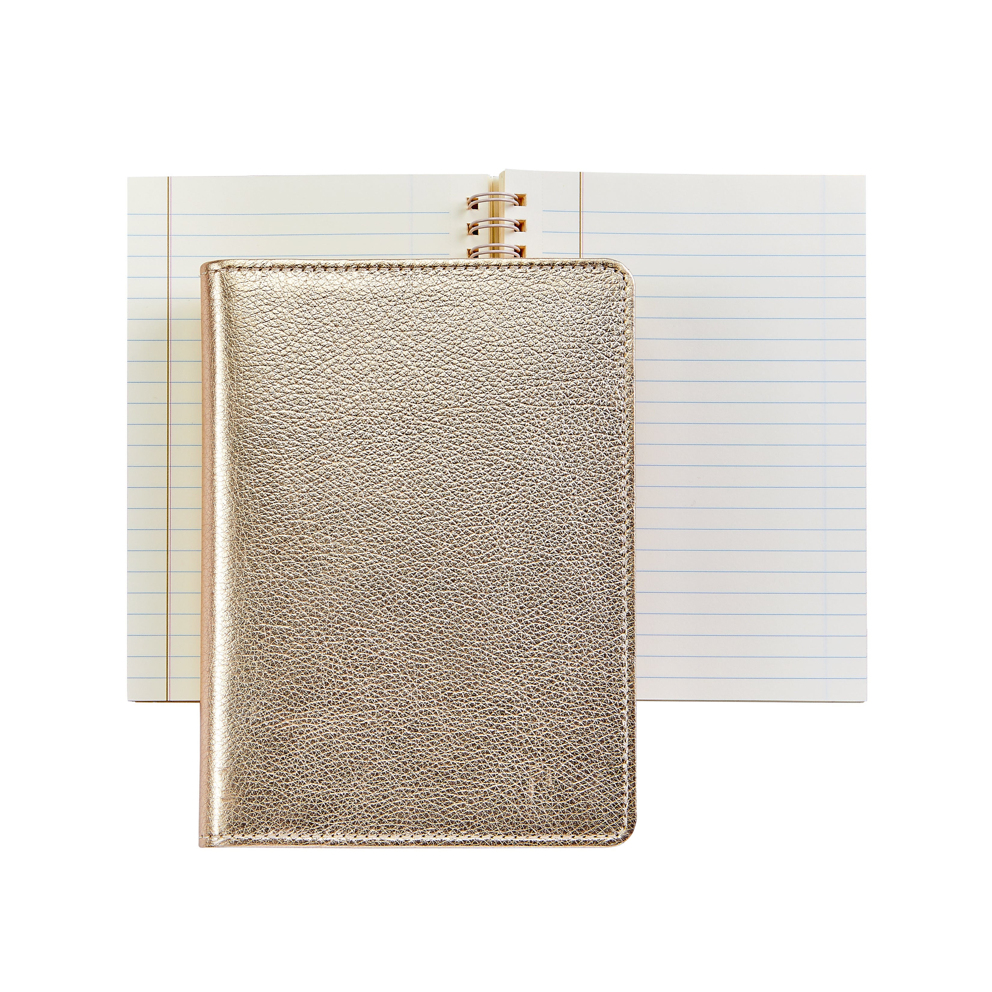 Graphic Image 7 Wire-O-Notebook White Gold Metallic Goatskin Leather