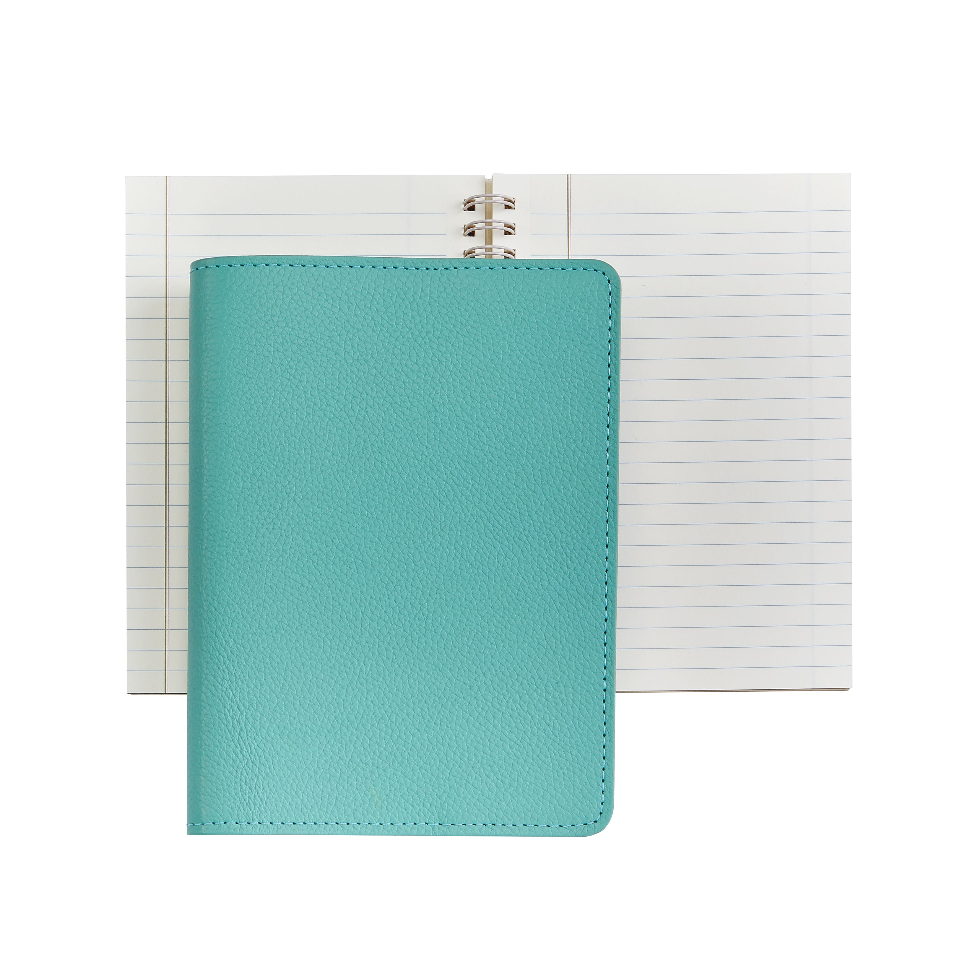 Graphic Image 7 Wire-O-Notebook Robin's Egg Blue Goatskin Leather