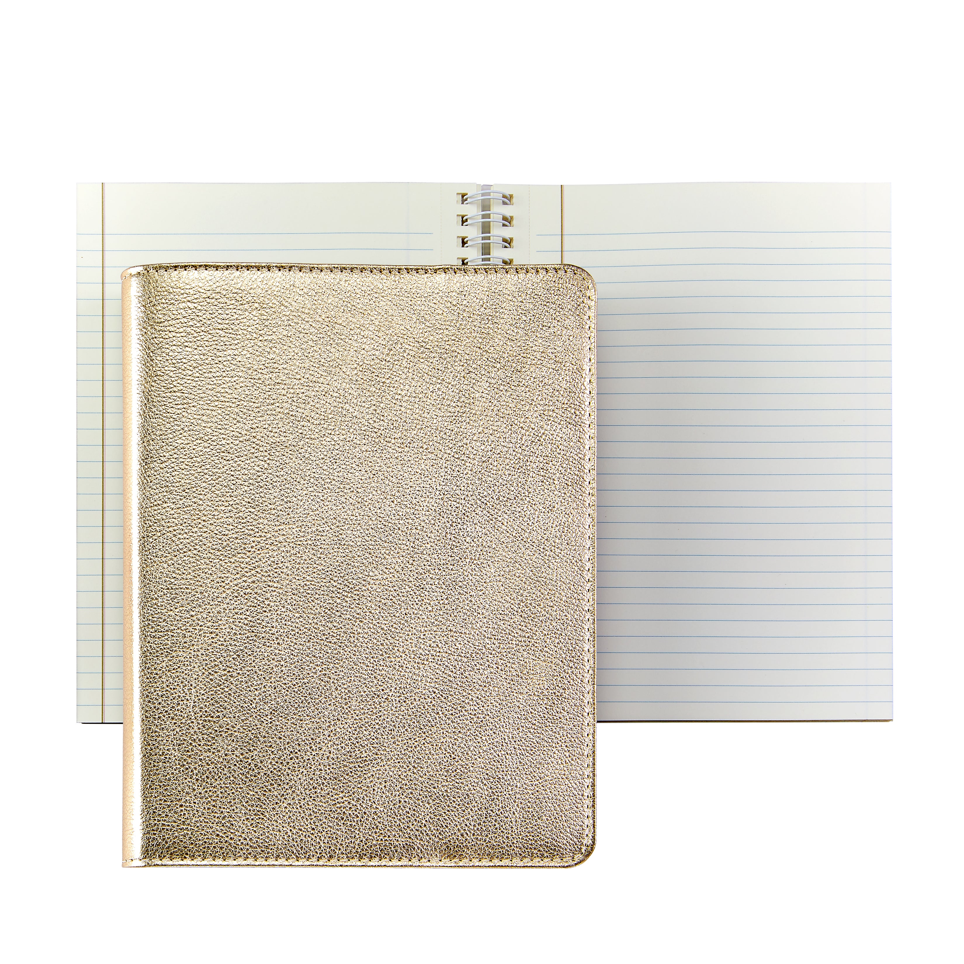 Graphic Image 9 Wire-O-Notebook White Gold Metallic Goatskin Leather