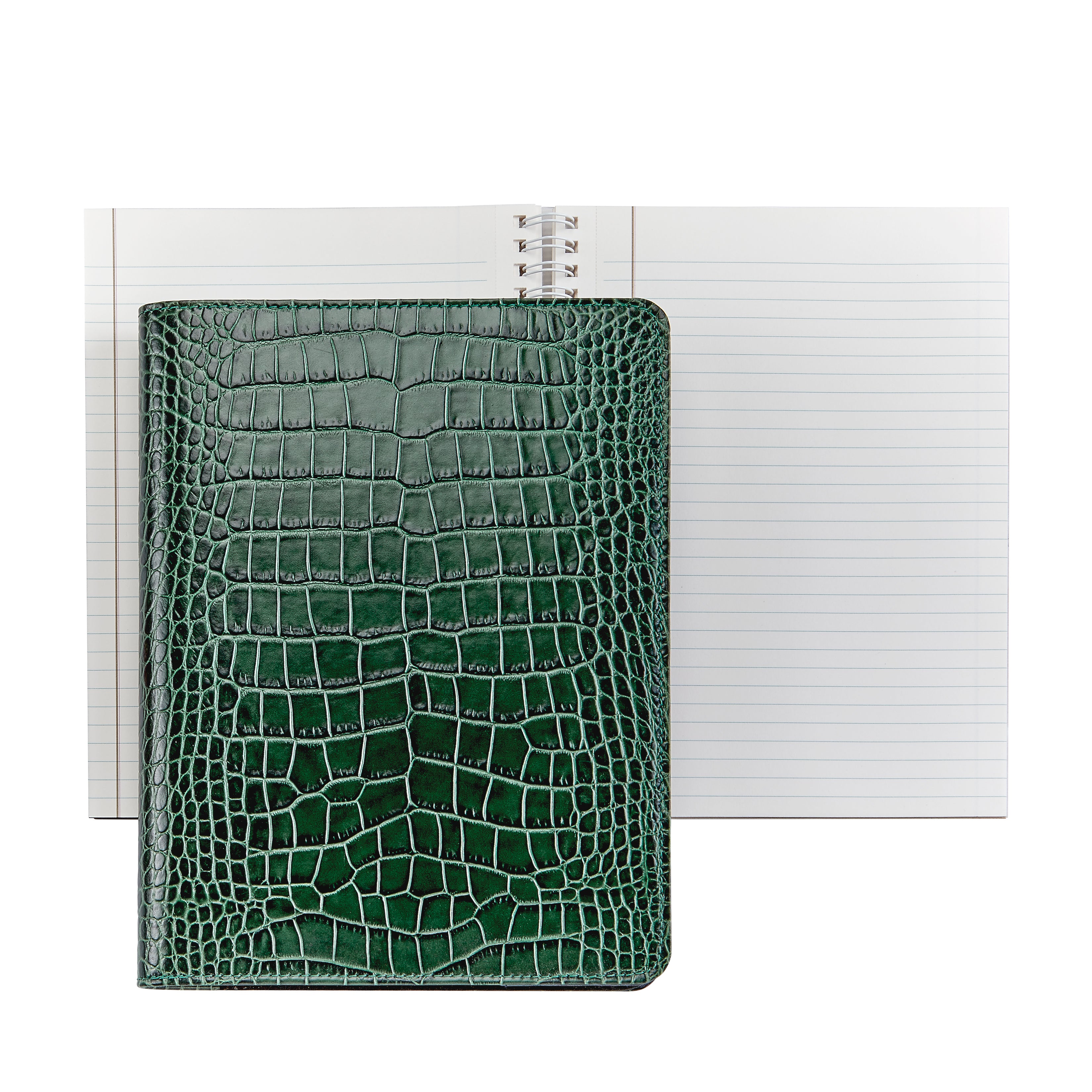 Graphic Image 9 Wire-O-Notebook Emerald Crocodile Embossed Leather