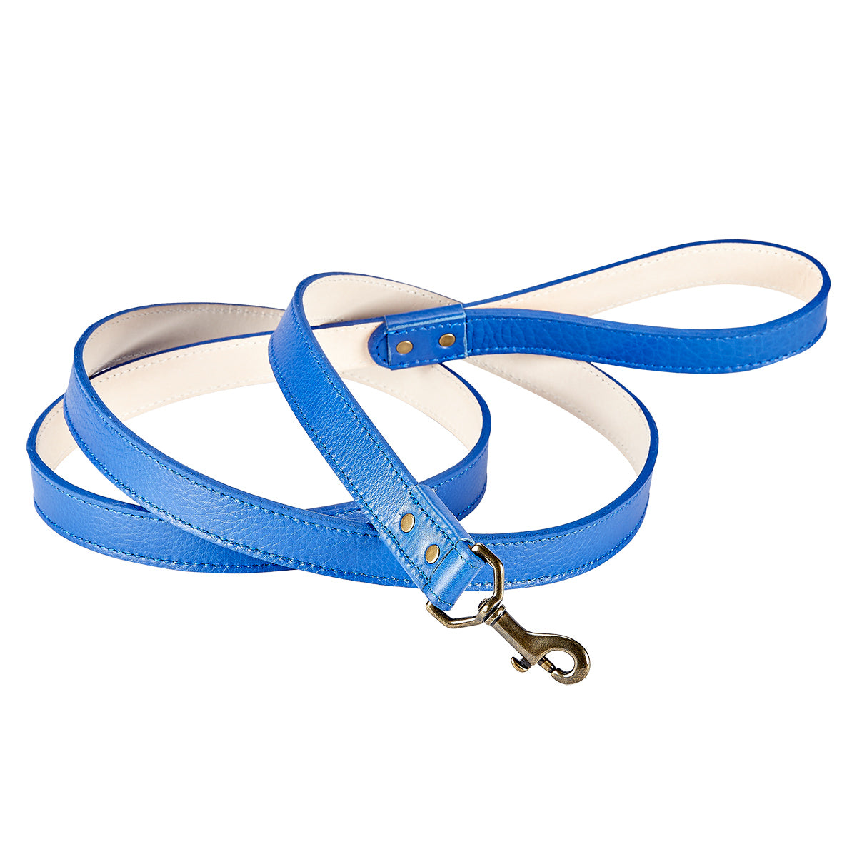 Graphic Image 6 Feet Dog Leash Blue Pebble Grain Leather