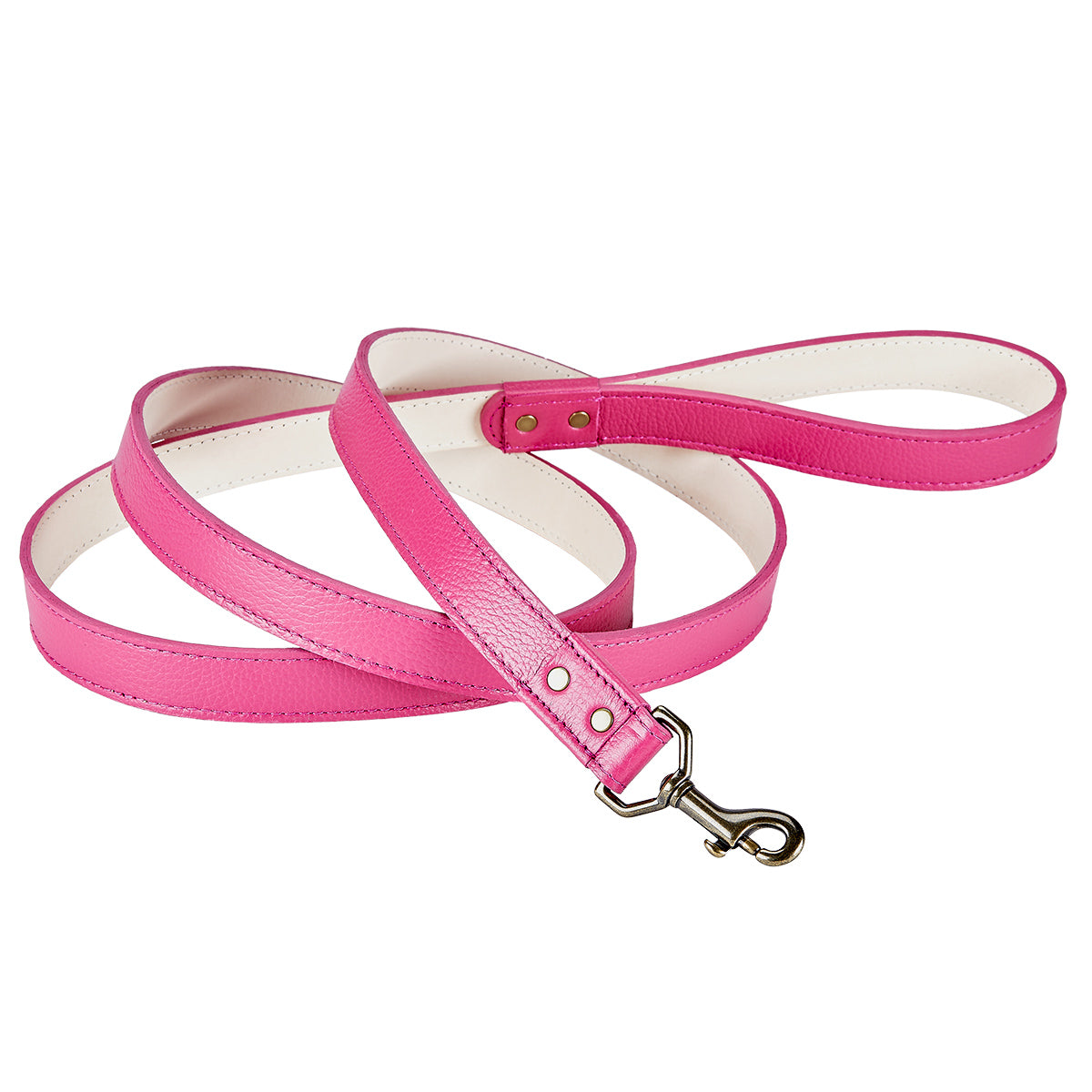 Graphic Image 6 Feet Dog Leash Pink Pebble Grain Leather