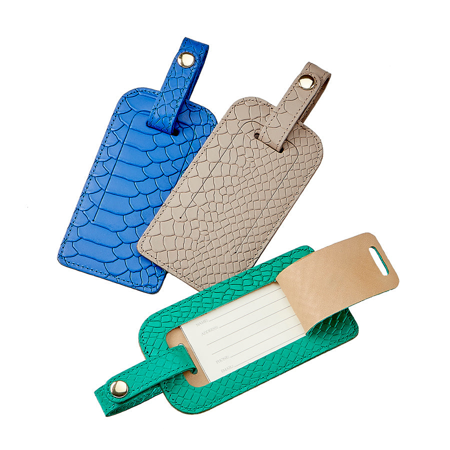 Graphic Image Luggage Tag (Set Of 3) Embossed Python Leather
