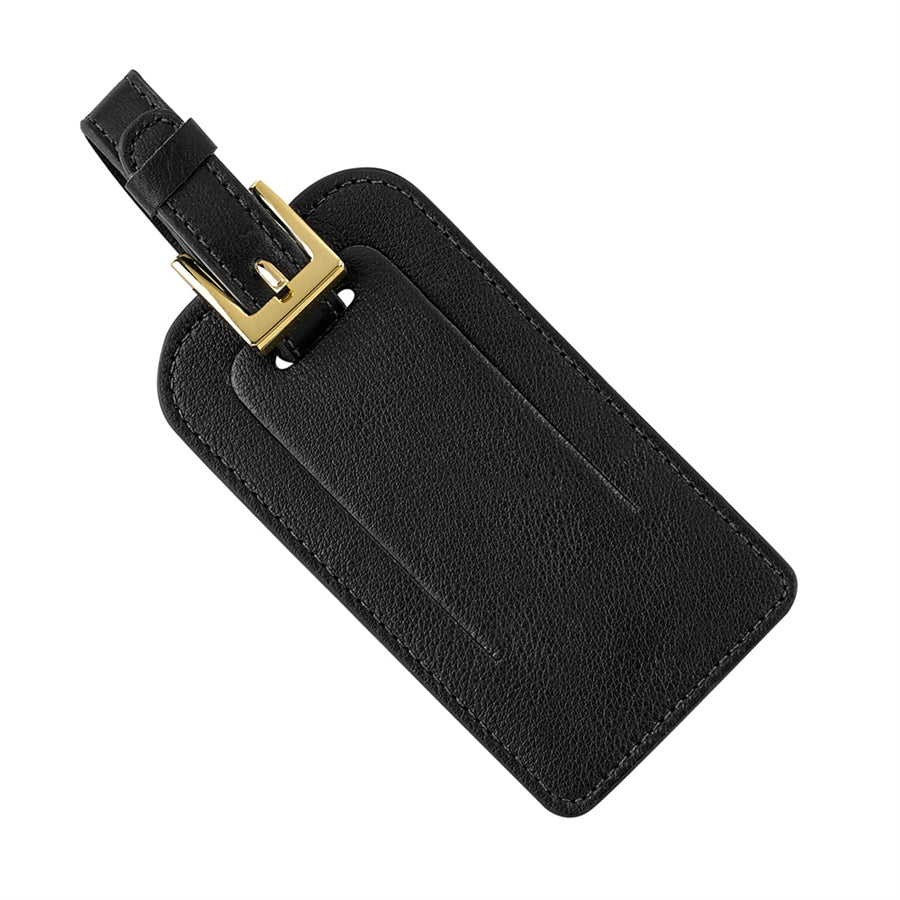 Graphic Image Luggage Tag Black Traditional Leather