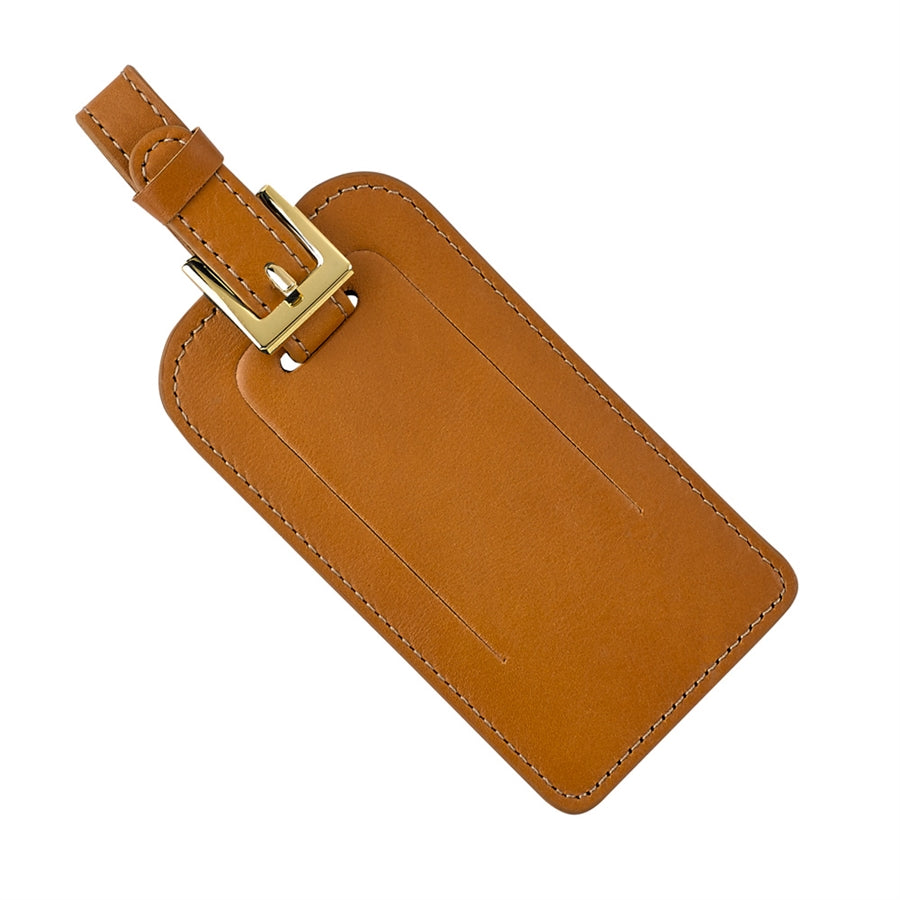 Graphic Image Luggage Tag British Tan Traditional Leather