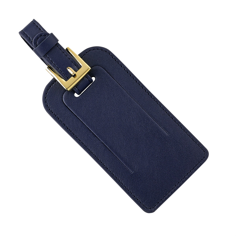 Graphic Image Luggage Tag Blue Traditional Leather