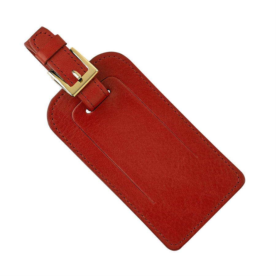 Graphic Image Luggage Tag Red Traditional Leather