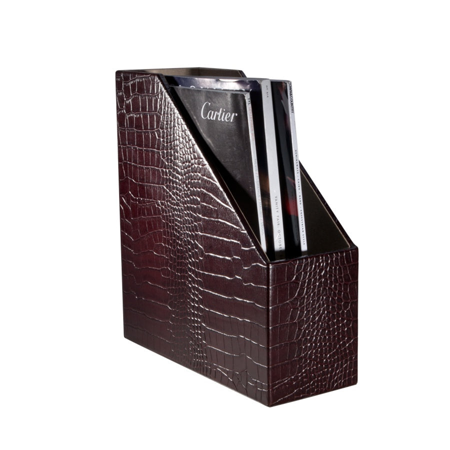 Graphic Image Magazine Butler Brown Crocodile Embossed Leather