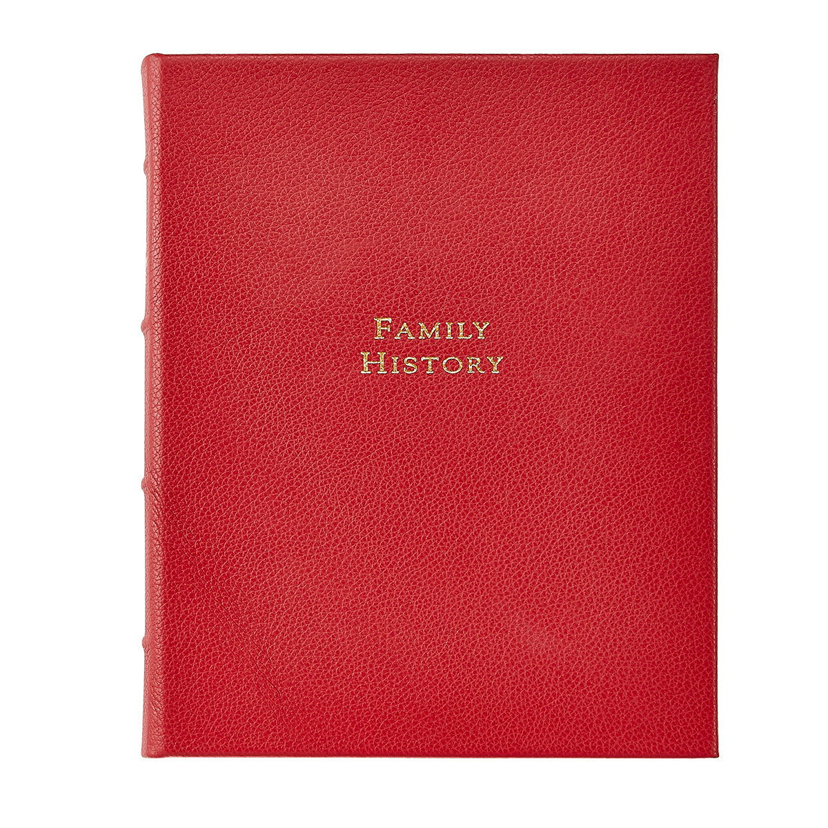 Graphic Image Family History Book Red Goatskin Leather