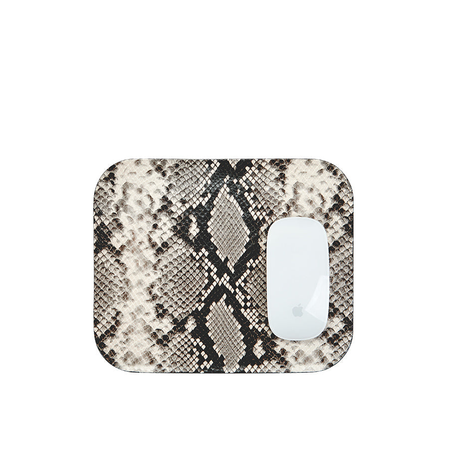 Graphic Image Mouse Pad Natural Italian Printed Python Leather