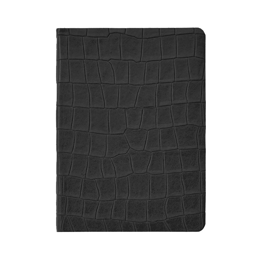 Graphic Image Medium Journal Black Embossed Nappa Croco Leather