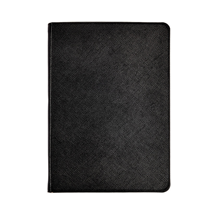 Graphic Image Medium Travel Journal Black Embossed Saffiano Leather