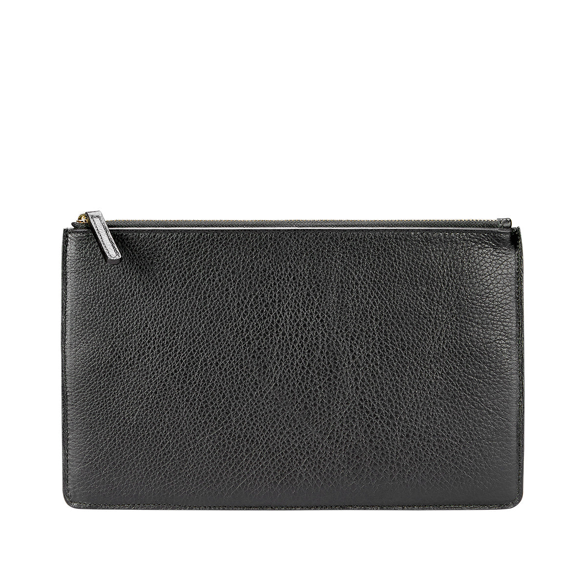 Graphic Image Signature Leather Pouch Black Goatskin Leather