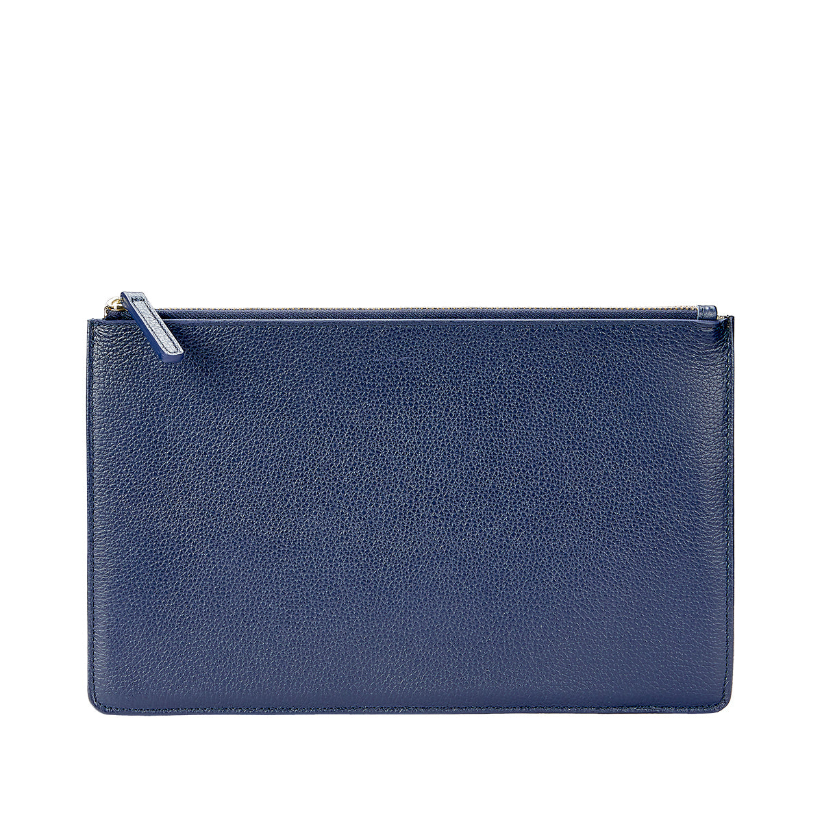 Graphic Image Signature Leather Pouch Navy Goatskin Leather