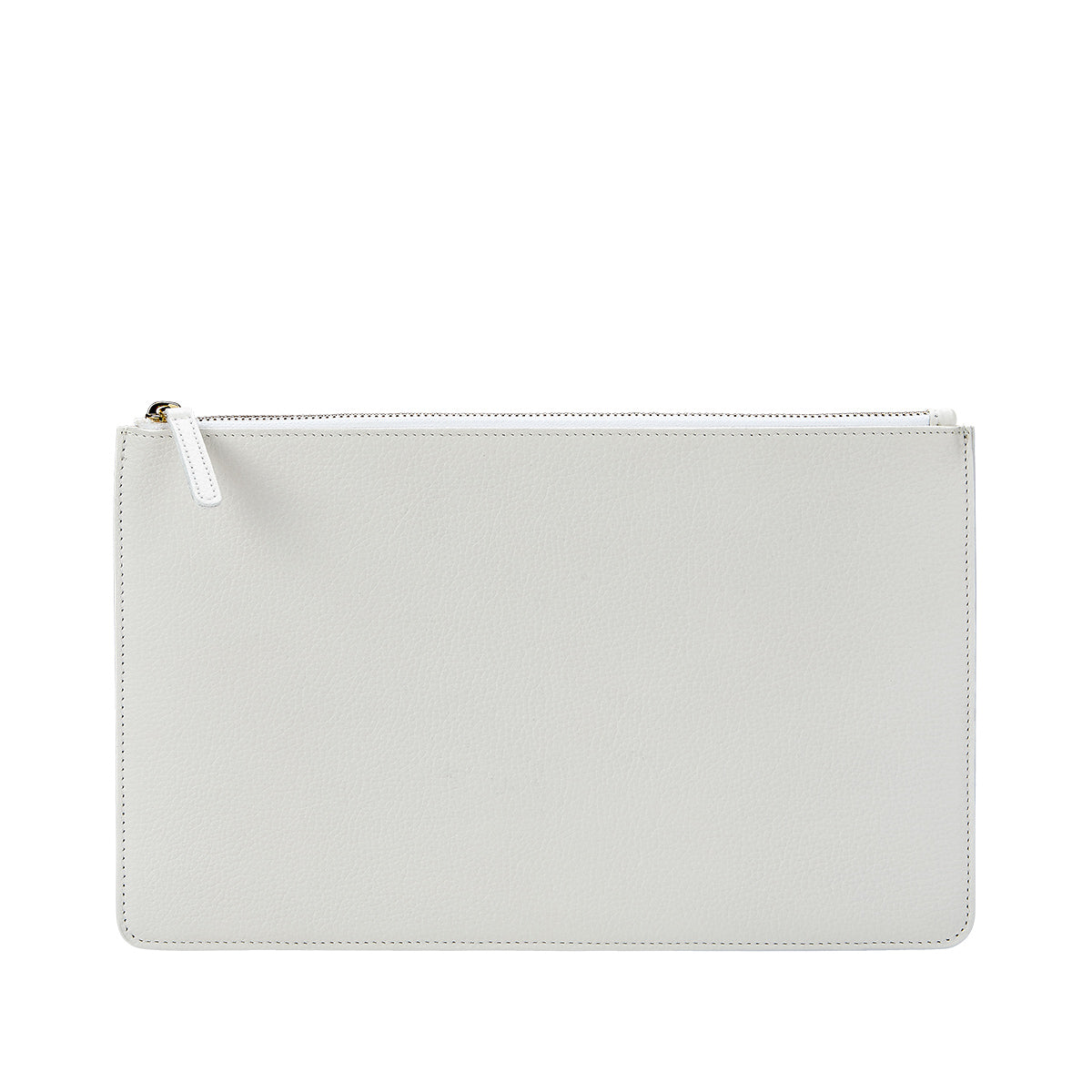 Graphic Image Signature Leather Pouch White Goatskin Leather