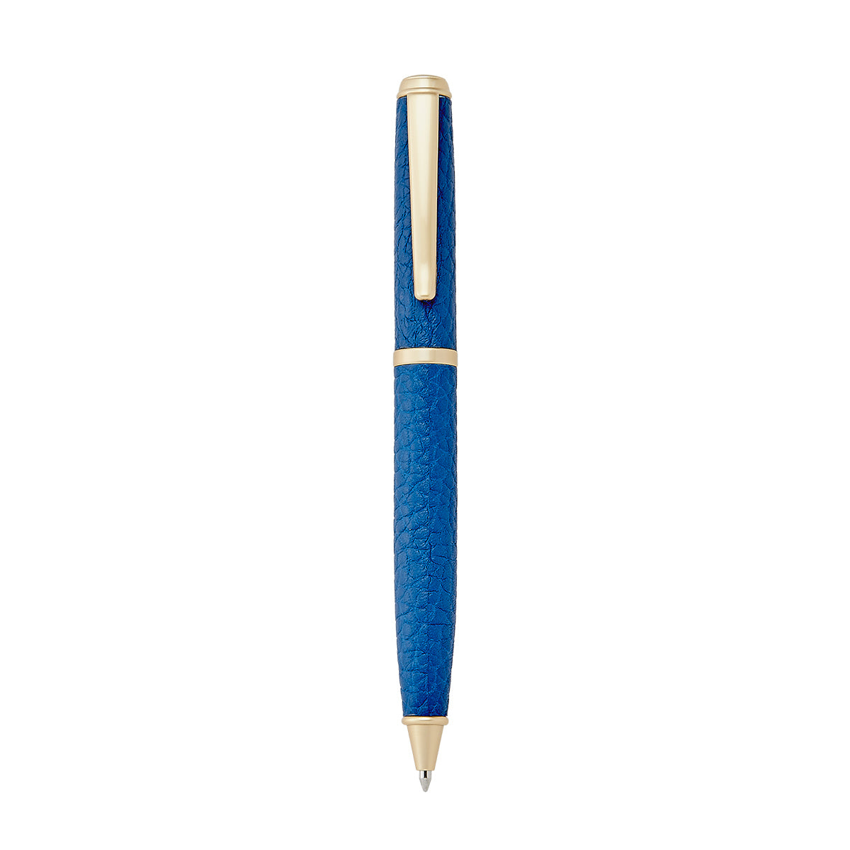 Graphic Image Leather Wrapped Pen Maritime Blue Pebble Goatskin Leather