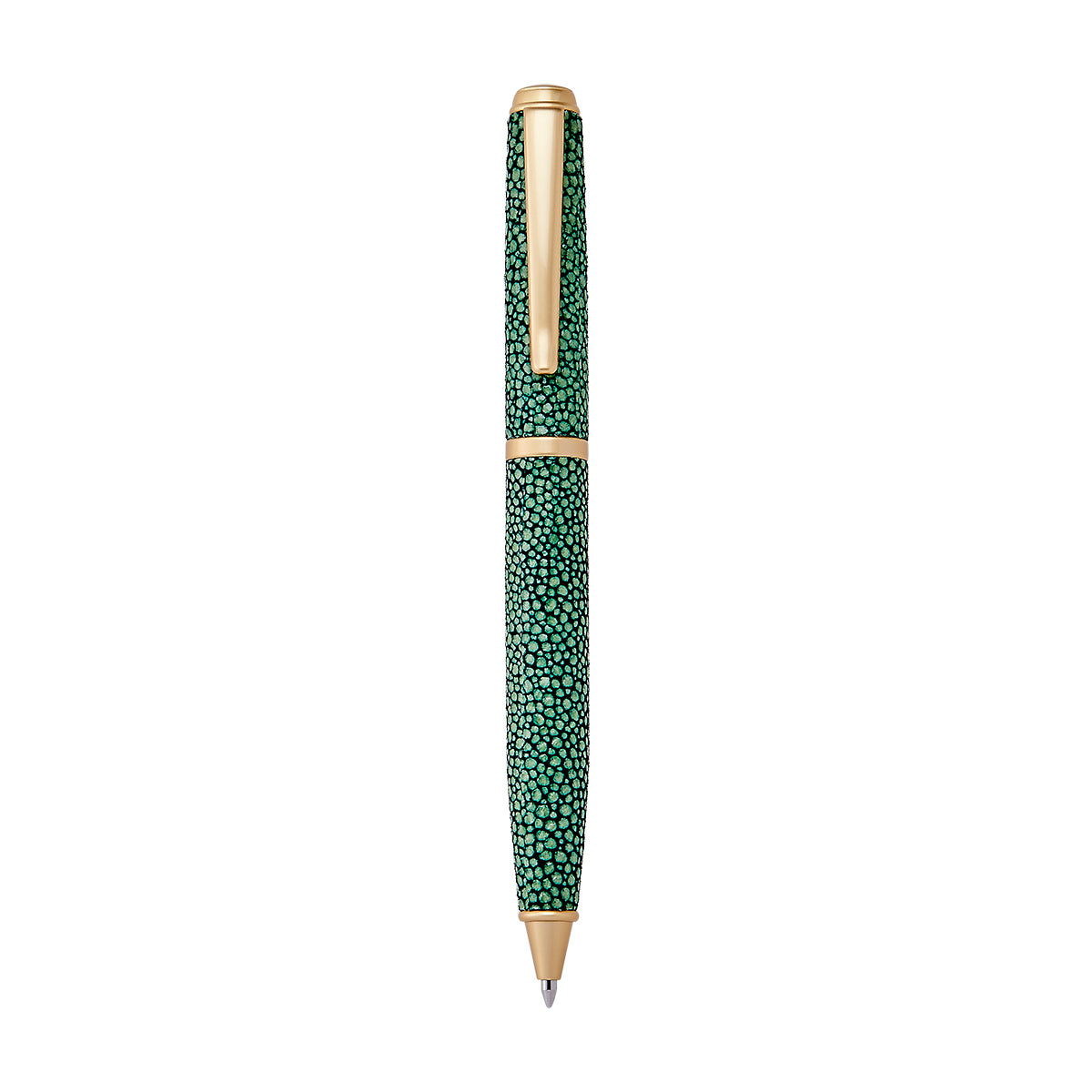 Graphic Image Leather Wrapped Pen Emerald Pebble Shagreen Leather