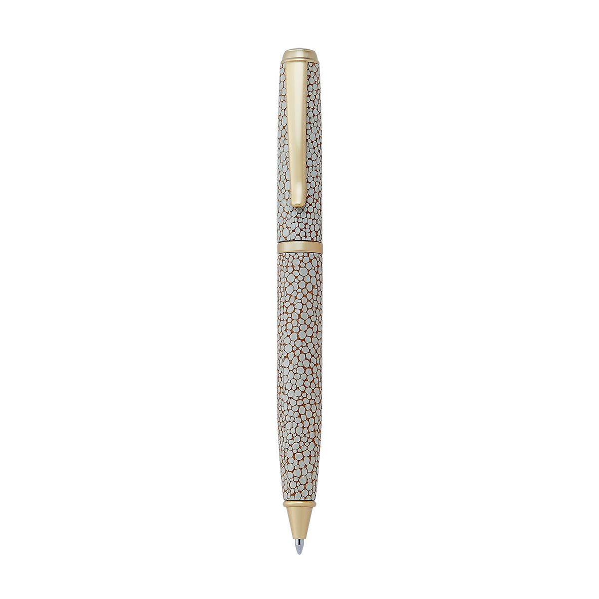 Graphic Image Leather Wrapped Pen Sand Pebble Shagreen Leather