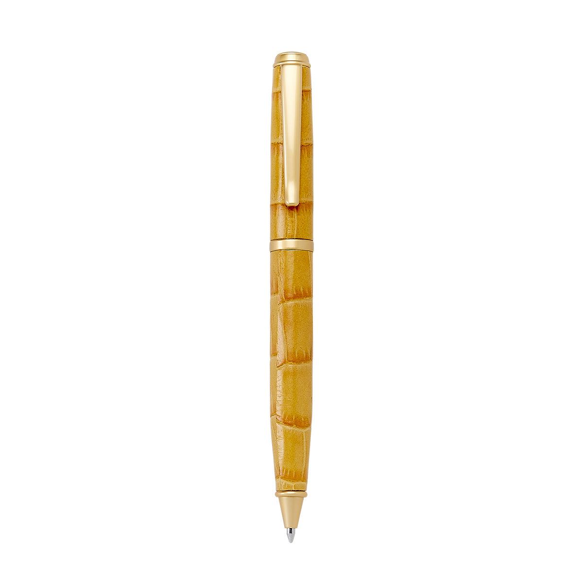 Graphic Image Leather Wrapped Pen Goldenrod Crocodile Embossed Leather