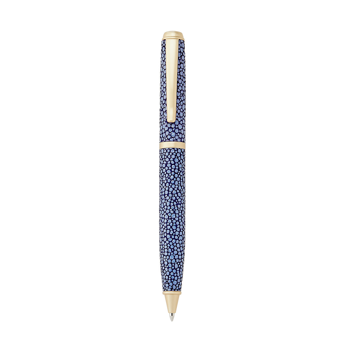 Graphic Image Leather Wrapped Pen Sapphire Pebble Shagreen Leather