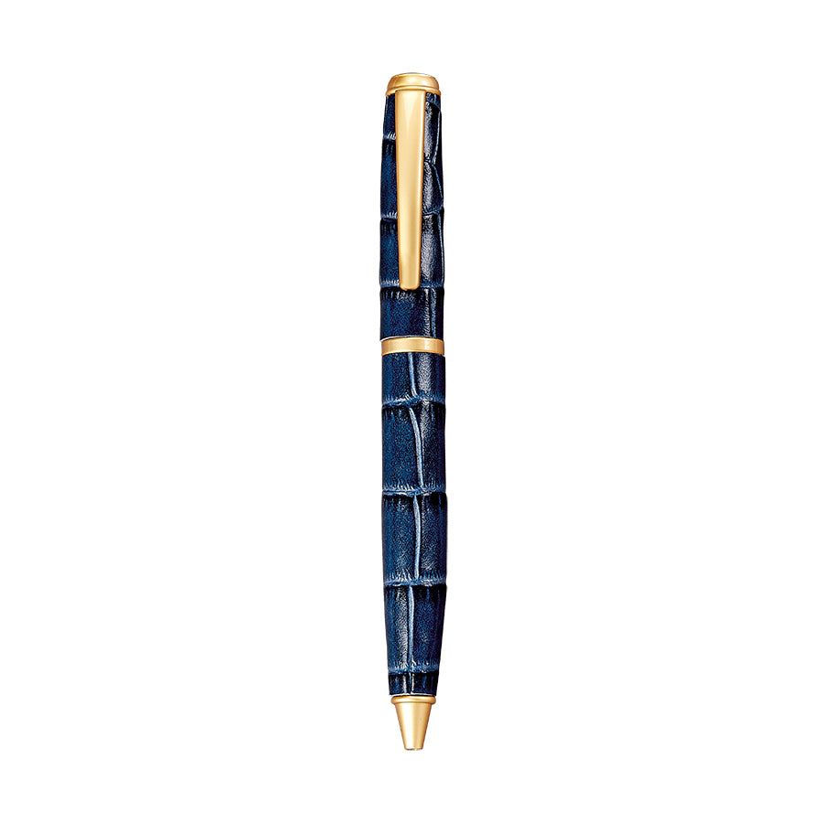 Graphic Image Leather Wrapped Pen Sapphire Crocodile Embossed Leather