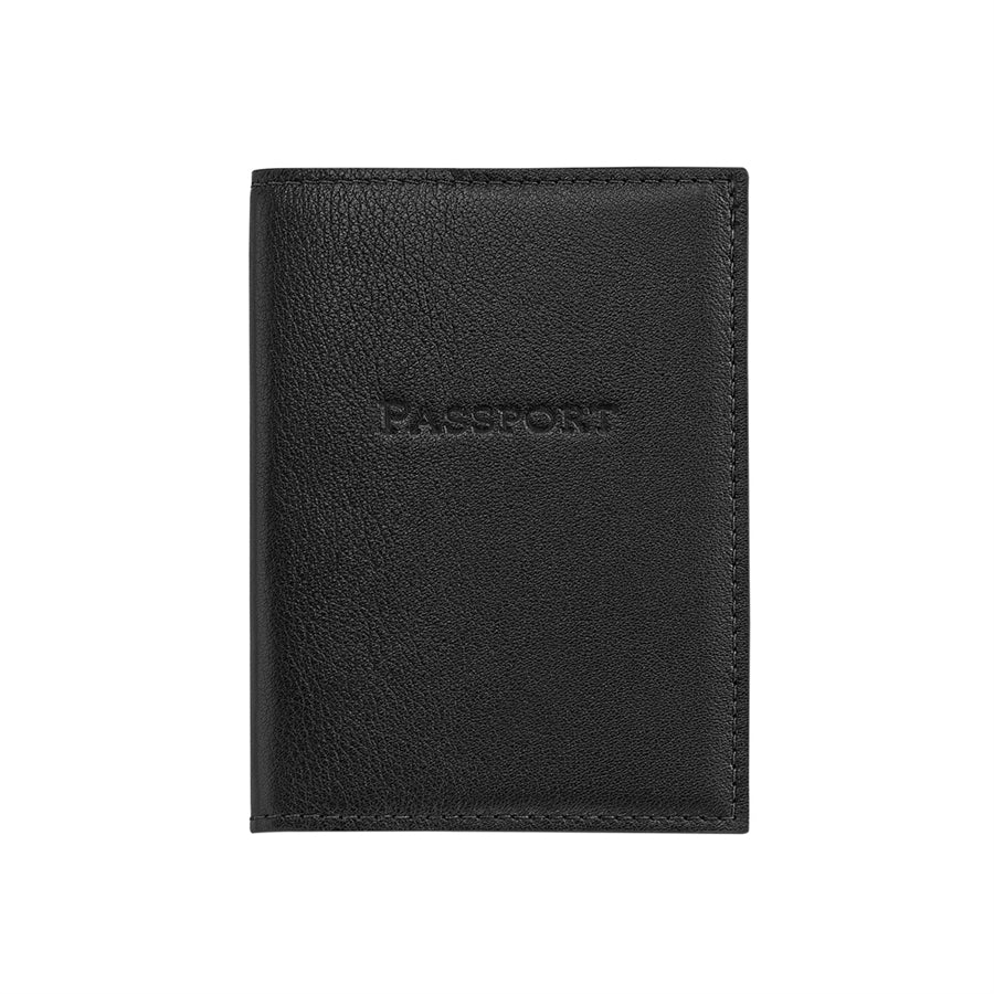 Graphic Image Passport Holder Black Traditional Leather