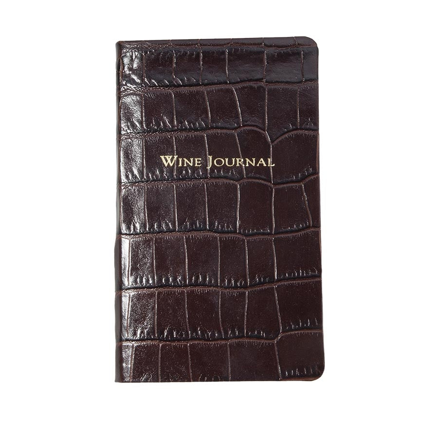 Graphic Image Pocket Wine Journal Brown Crocodile Embossed Leather