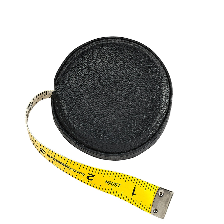 Graphic Image Tape Measure Black Goatskin Leather