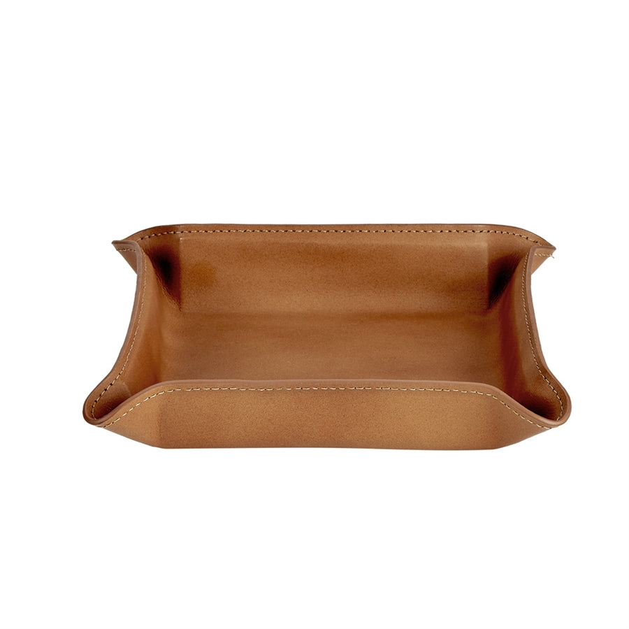 Graphic Image Moldable Leather Catchall Tray Tan Bonded Leather