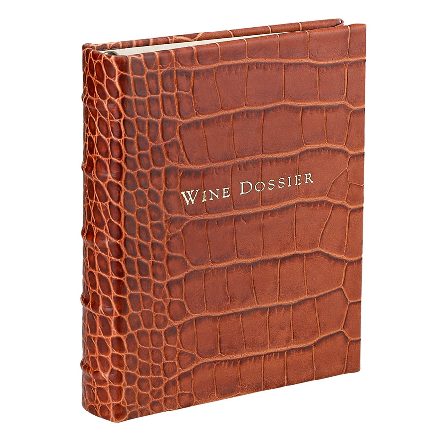 Graphic Image Wine Dossier Cognac Crocodile Embossed Leather