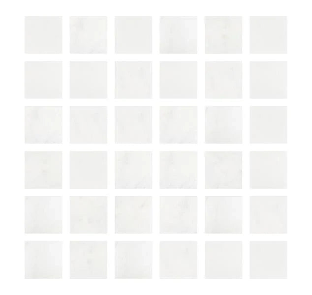 Afyon White Polished Square Mosaic Tile 2"x2"
