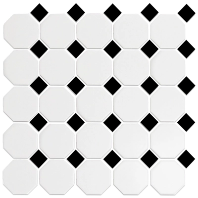 CC Mosaics 12”x12” Octagon Glazed Porcelain Mosaic Tile