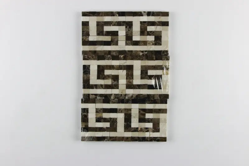 Emperador Dark 3 1/2" x 7" Greek Key Border w/Cream Polished 
