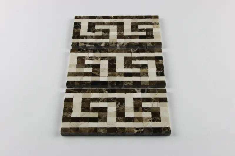 Emperador Dark 3 1/2" x 7" Greek Key Border w/Cream Polished 