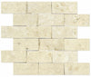 Ivory Travertine Split Faced Brick Mosaic Tile 1x2"