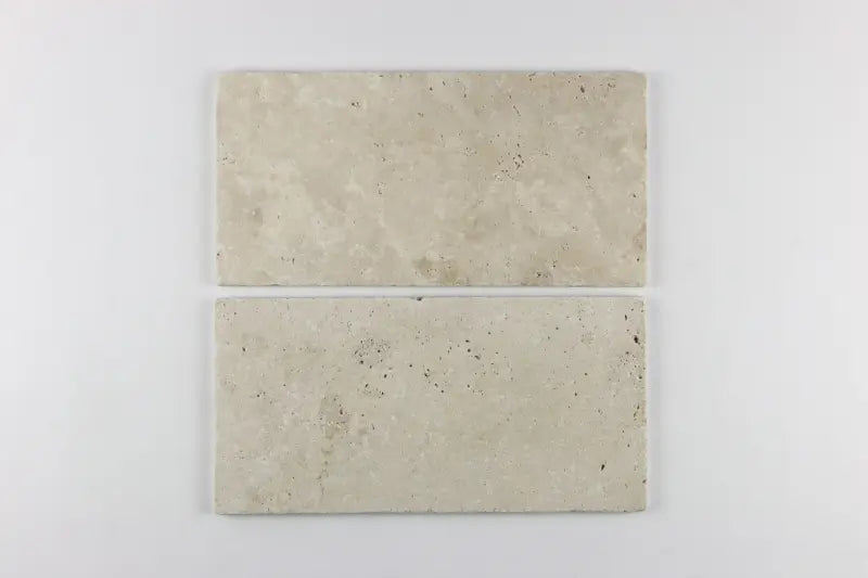 Ivory Travertine Tumbled Exterior Pool Paver  6X12" 1 1/4"