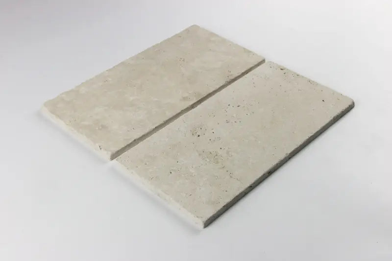 Ivory Travertine Tumbled Exterior Pool Paver  6X12" 1 1/4"