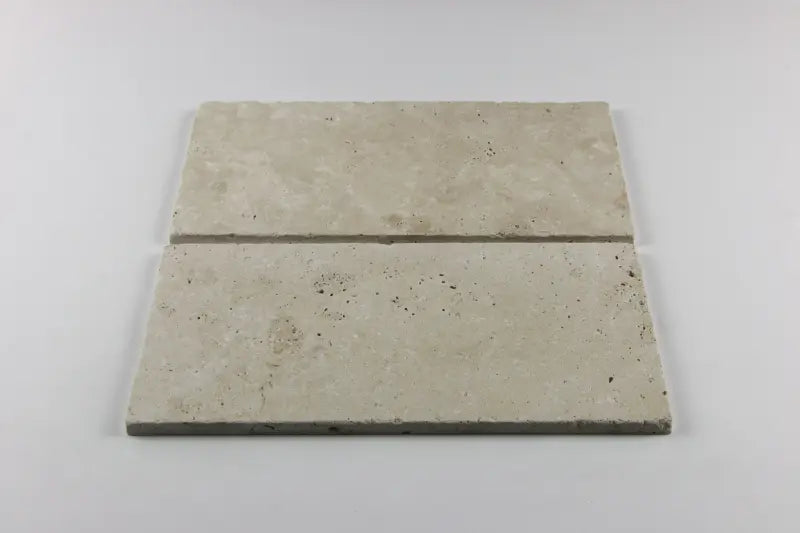 Ivory Travertine Tumbled Exterior Pool Paver 8X16" 1 1/4"