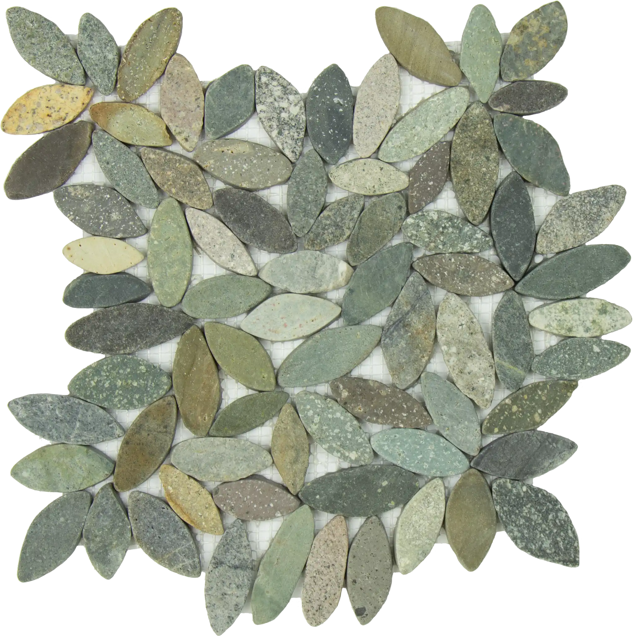 Mix Color-Golden Flowershape Flat Pebble Mosaic 12" x 12" Designer
