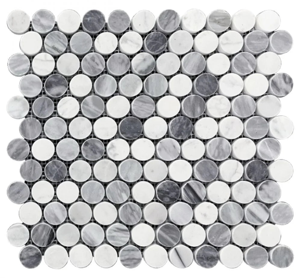 Penny Marble Dusk Polished 11" x 11.75" Mosaic Tile