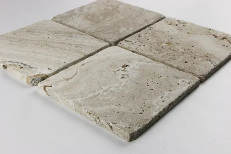 Scabos Travertine Tumbled Exterior Pool Coping 12X12" 1 1/4"