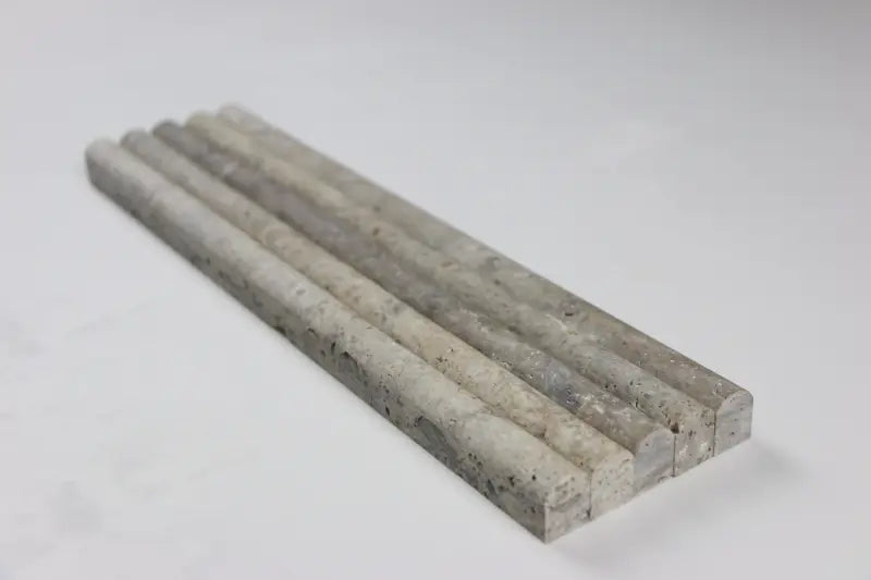 Silver Travertine Honed Bullnose Liner Trim Tile 3/4x12"