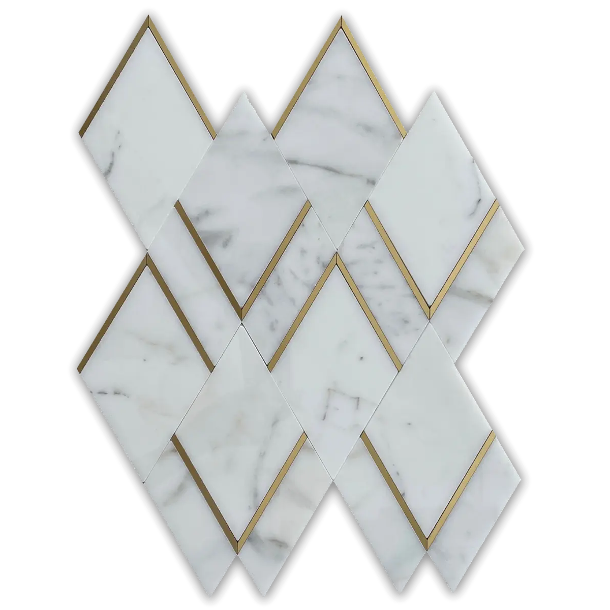 Calacatta Gold Marble Brass Inlay Polished Waterjet Mosaic Tile
