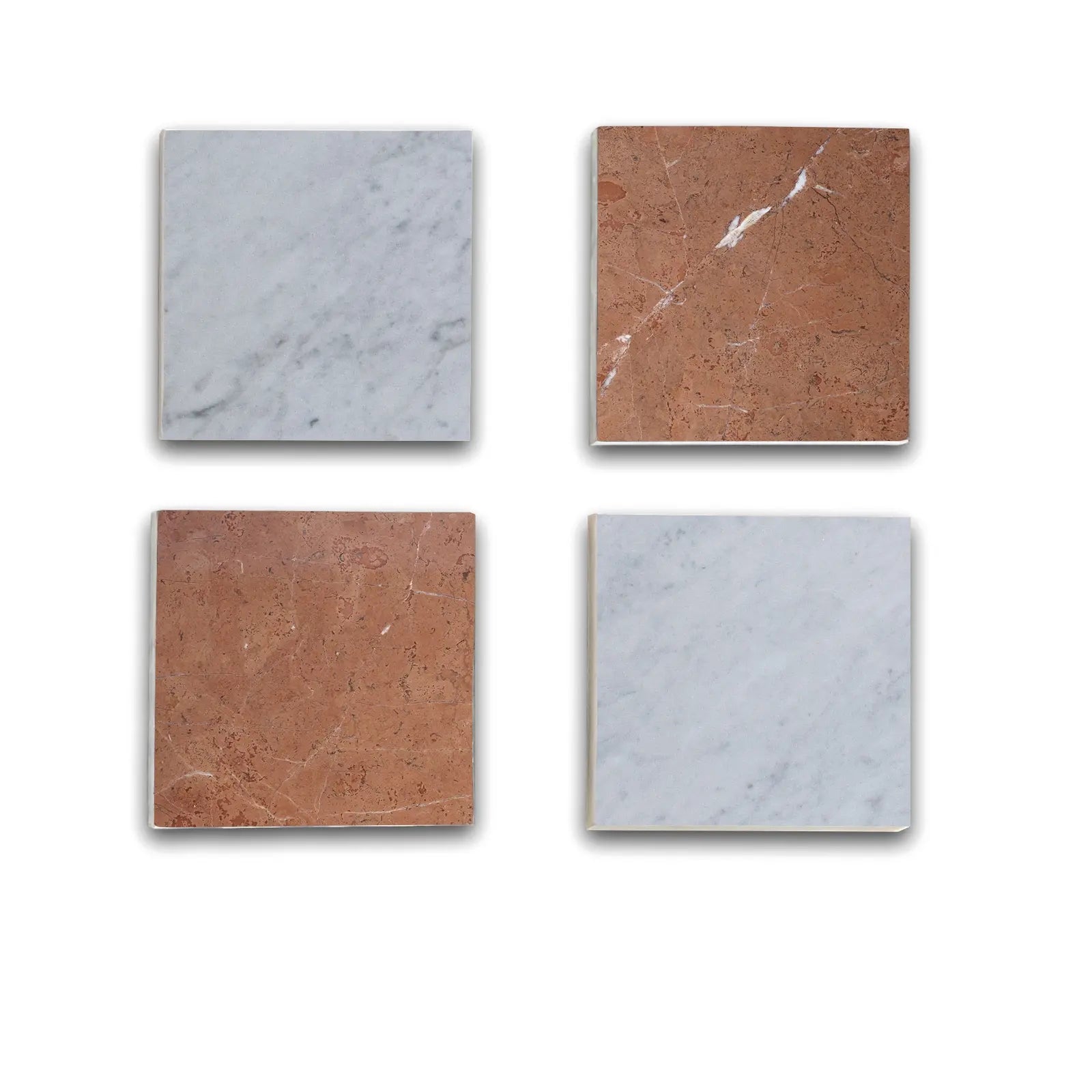 Checkerboard with Carrara and Rojo Alicante Marble